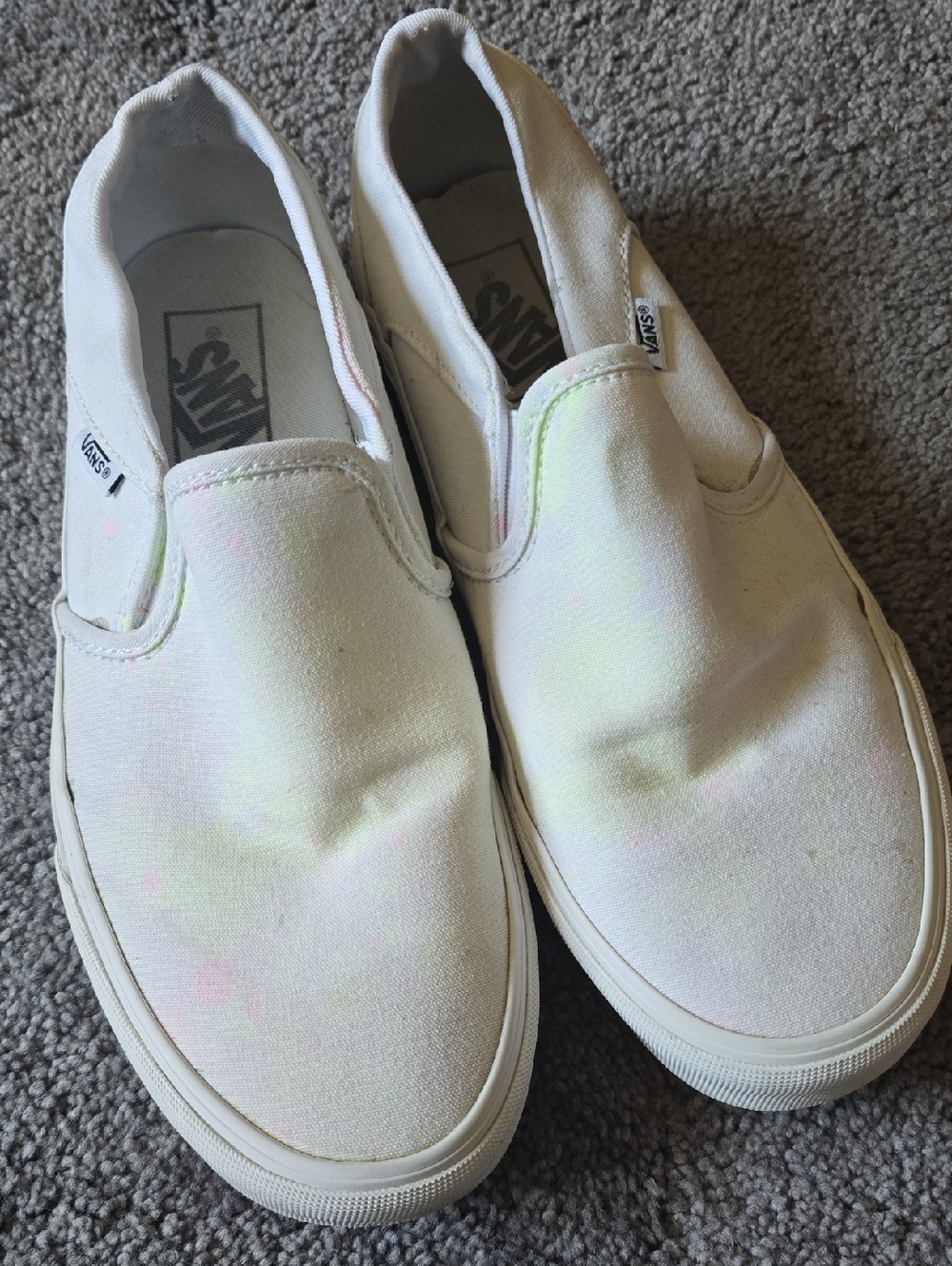 Vans Womens White Slip-On Sneakers Create Your Own DIY Shoes Size 9
